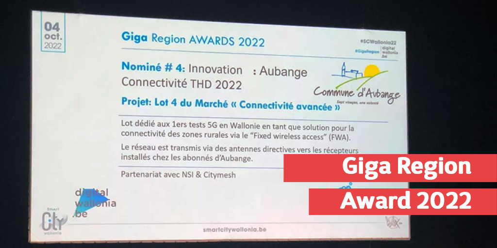 La ville d’Aubange remporte le Giga Region Award 2022 grâce au réseau 5G de Citymesh et NSI